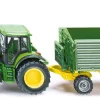 John Deere mit Frontlader und Anhänger